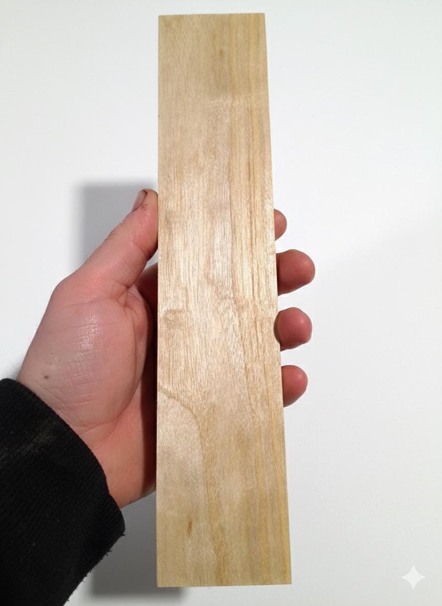 Exotic Wood Blank – Golden Yellow with Subtle Green Undertone – 11 1/4" × 1 1/2" × 1 1/16" – 123 g