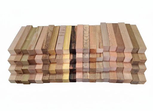 Premium Rare Exotic Wood Pen Blanks – Exclusive Multicolor Variety Pack of 20 – Hardwood Blocks – Sold per unit Blocs de Bois Exotique Rare Premium pour Stylos et Crayons – Lot de 20 Assortis Exclusifs – Vendu à l'unité