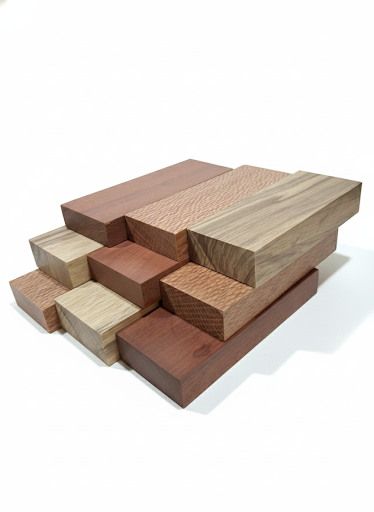Premium Stabilized Exotic Hardwood Blocks – 3-Piece Variety Pack (Lacewood, Black Limba, Madras) – Sold per pack Blocs de Bois Exotique Stabilisé Premium – Lot de 3 Essences Assorties (Lacewood, Black Limba, Madras) – Vendu par lot