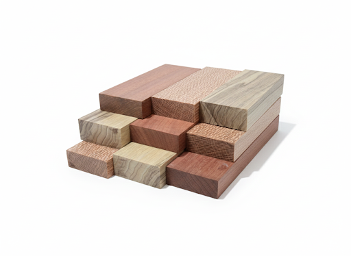 Premium Stabilized Exotic Hardwood Blocks – 3-Piece Variety Pack (Lacewood, Black Limba, Madras) – Sold per pack Blocs de Bois Exotique Stabilisé Premium – Lot de 3 Essences Assorties (Lacewood, Black Limba, Madras) – Vendu par lot