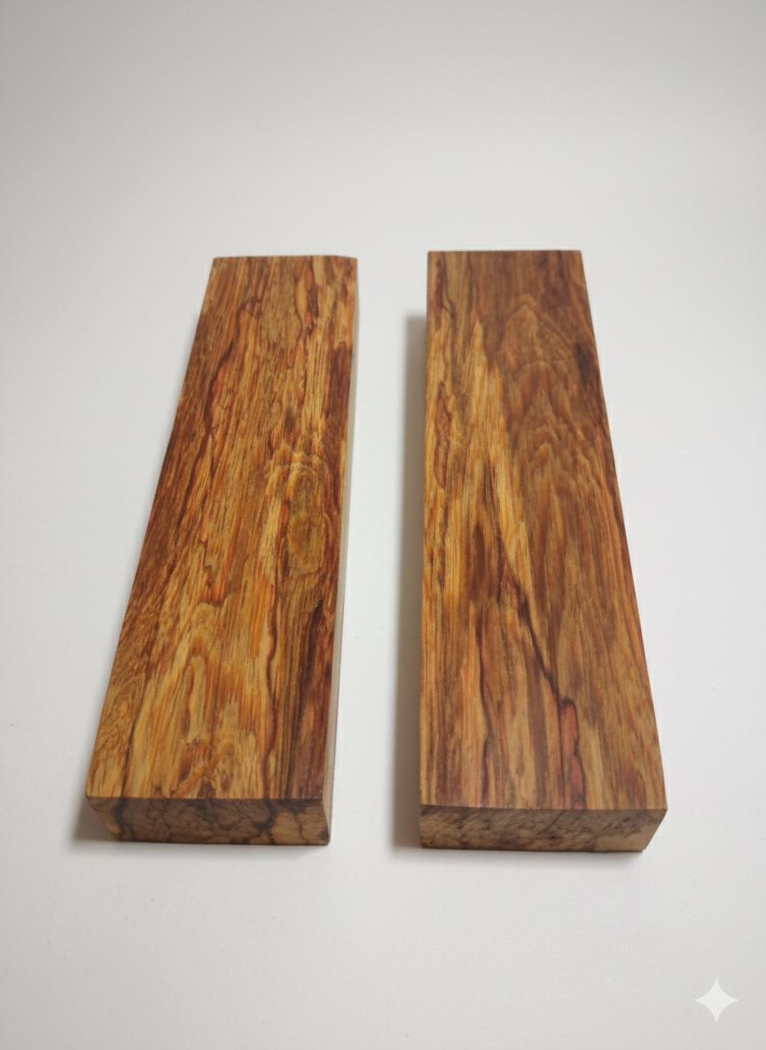 Canary Wood Figured Blocks – Set of 2 – 8 1/2" × 2 1/2" × 1" – 265 g