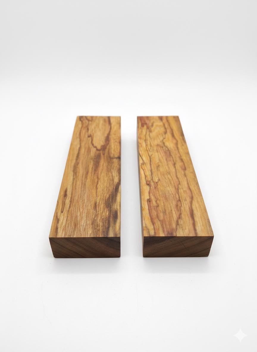 Canary Wood Figured Blocks – Set of 2 – 8 1/2" × 2 1/2" × 1" – 265 g