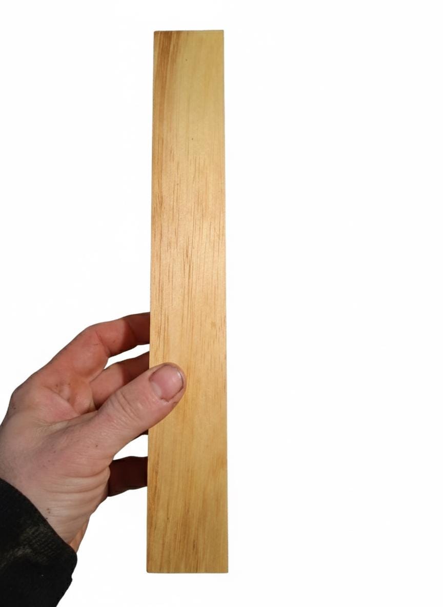 Exotic Wood Blank – Golden Yellow Straight Grain – 11 1/4" × 1 1/2" × 1 1/16" – 123 g