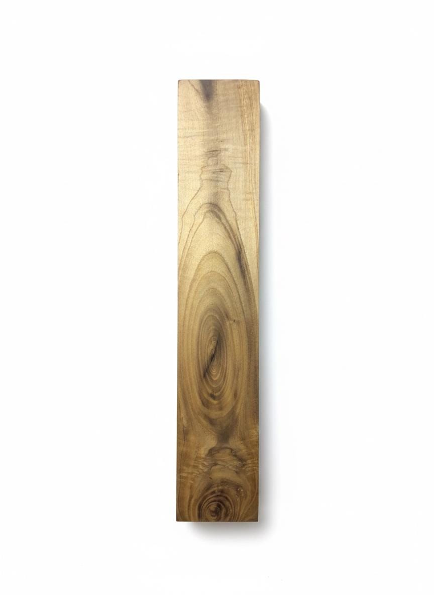 Highly Figured Teak-Type Exotic Hardwood – Rare Olive-Gold Chatoyance – 12 1/4" × 2 1/4" × 7/8"