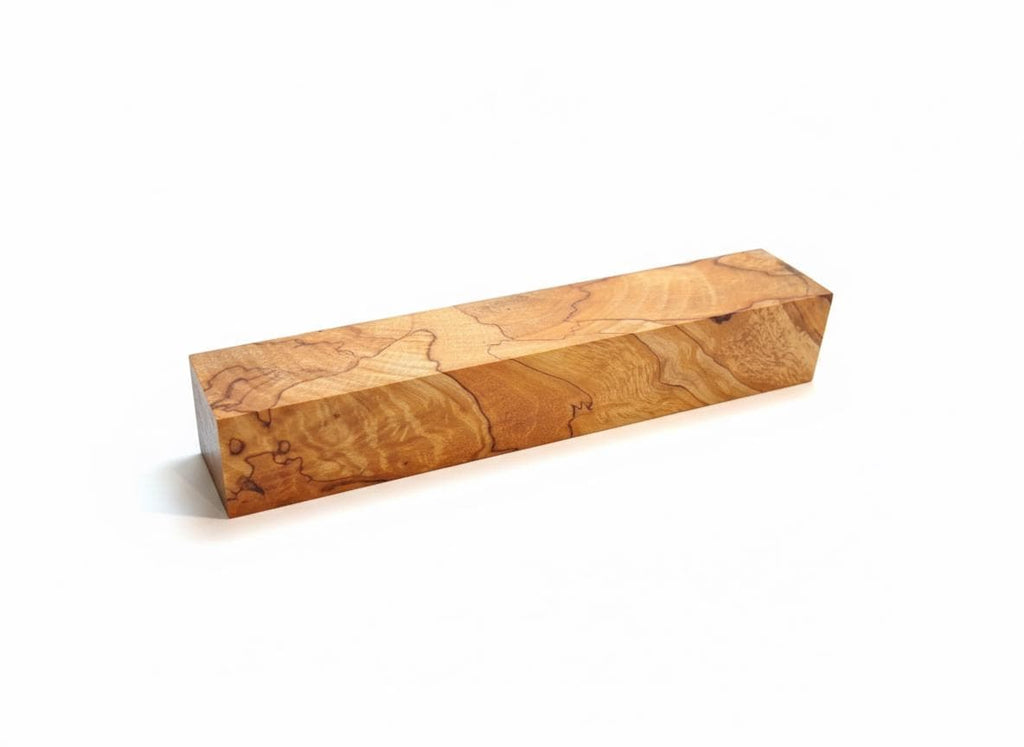 and-Spalted Yellow Birch Blank – Golden Figure &amp; Dark Zone Lines – 7"