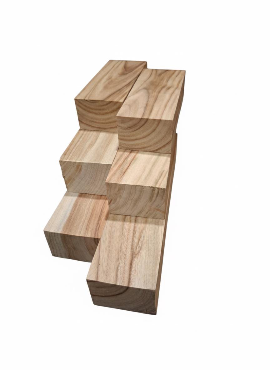 Blocs d’Eucalyptus Massif Premium – Tons rouge & vert – 1 3/8" x 2" x 5" – Bois exotique pour tournage, couteaux, artisanat – Lot de 2