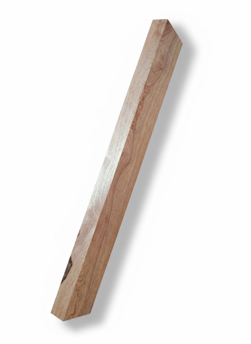 Dense Figured Exotic Hardwood Blank – Pink &amp; Brown Feathered Grain – 18" × 2 3/8" × 1"