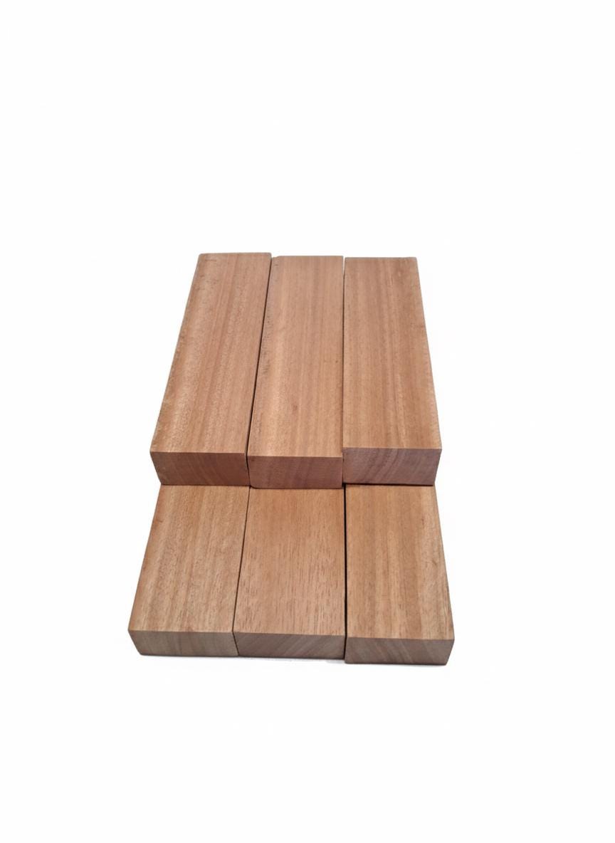 Pink African Mahogany / Khaya Blanks – Lot of 6 – 2" × 1" × 7"