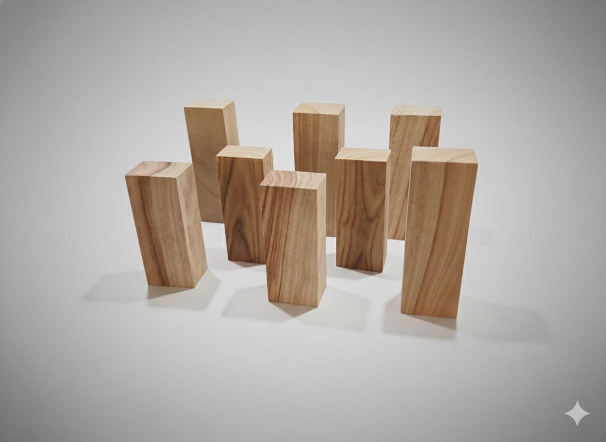 Blocs d’Eucalyptus Massif Premium – Tons rouge & vert – 1 3/8" x 2" x 6" – Bois exotique pour tournage, couteaux, artisanat – Lot de 2