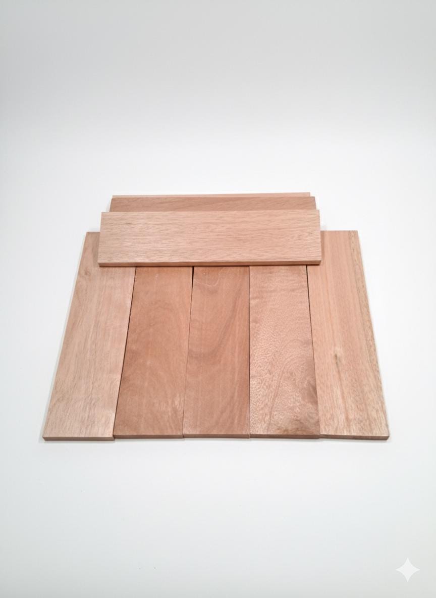 Exotic Pink Mahogany – Premium Set of 4 Wood Boards – 2 7/8" × 11 1/2" × 3/8" Minimum