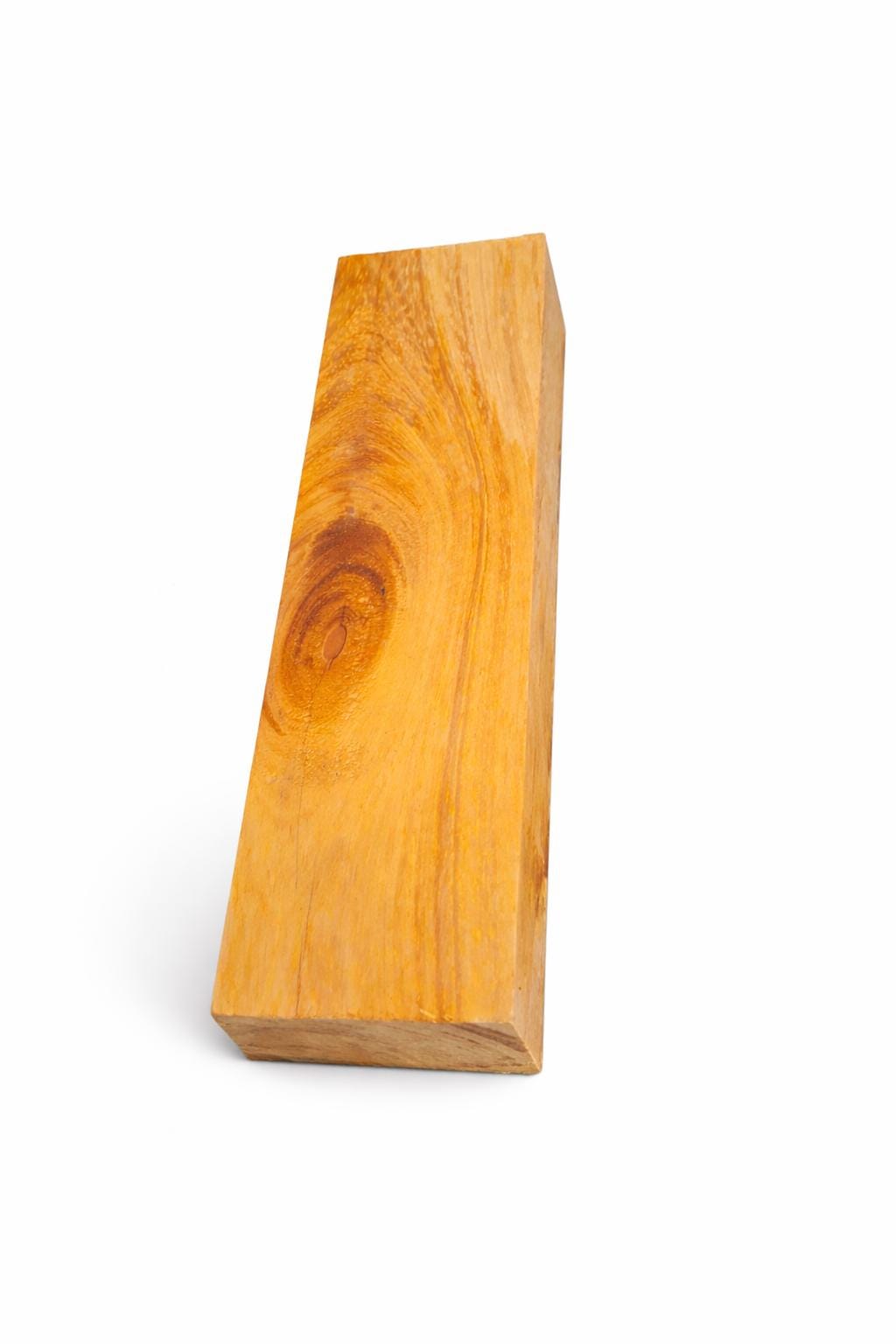 Dense Golden Exotic Hardwood Blank – Natural Eye &amp; Flowing Grain – 6 7/8" × 2" × 1"