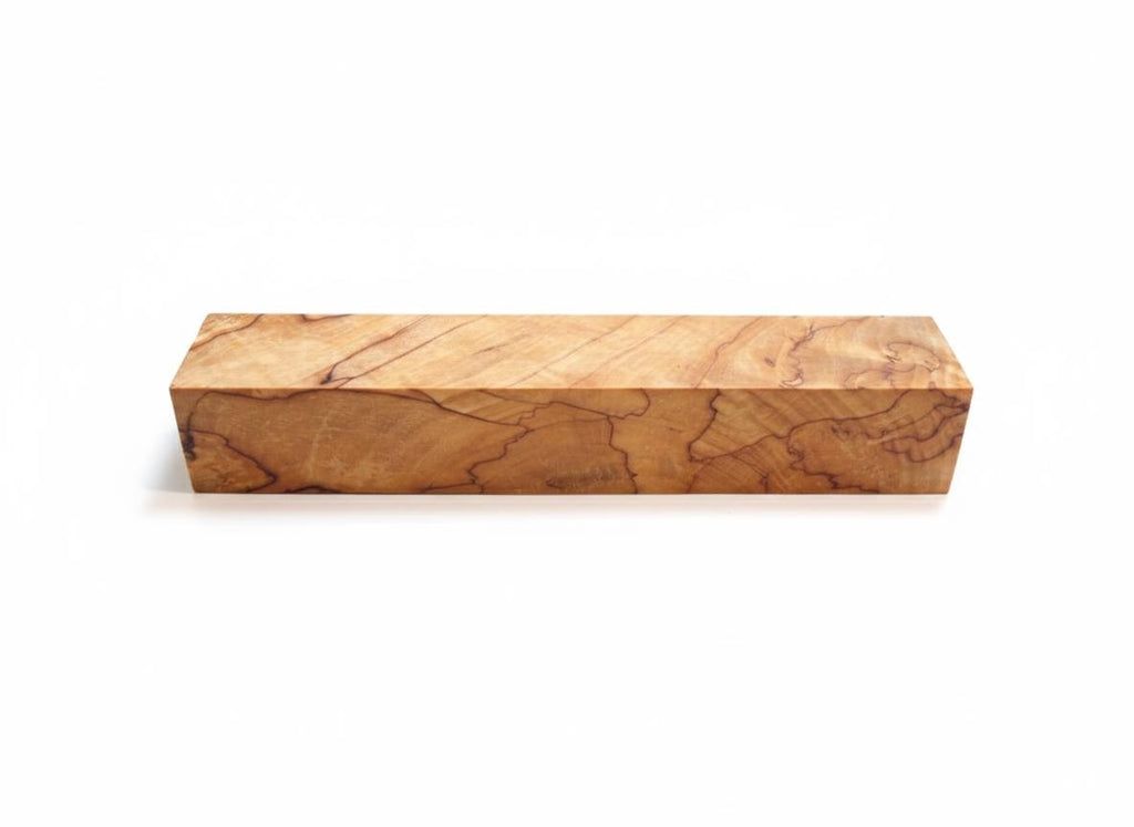 and-Spalted Yellow Birch Blank – Golden Figure &amp; Dark Zone Lines – 7"