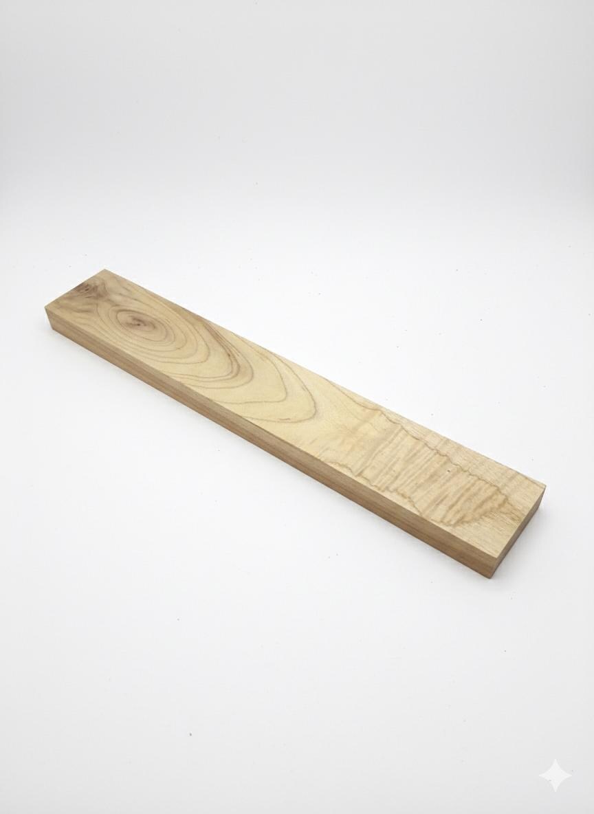 Highly Figured Teak-Type Exotic Hardwood – Rare Olive-Gold Chatoyance – 12 1/4" × 2 1/4" × 7/8"
