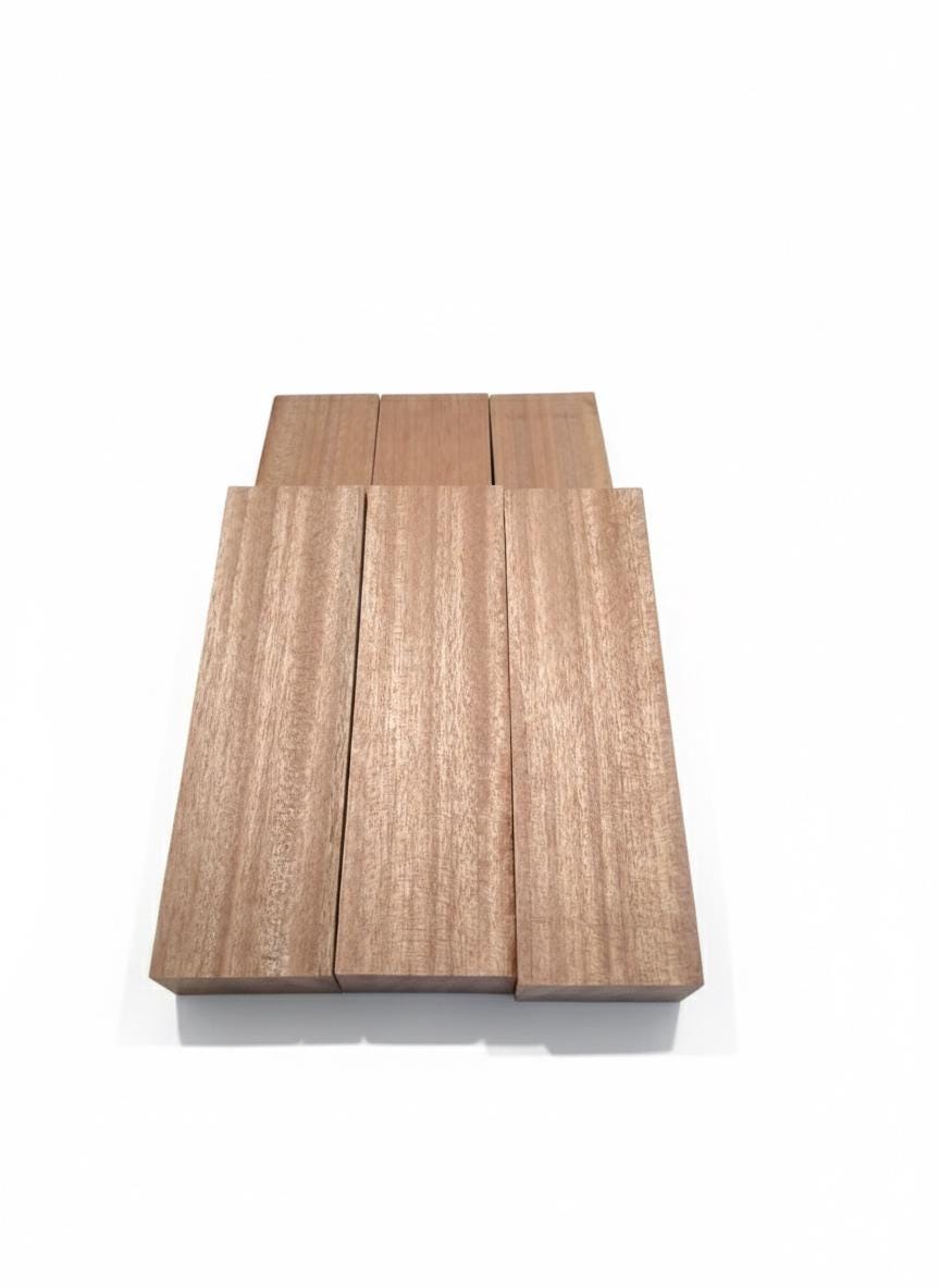 Pink African Mahogany / Khaya Blanks – Lot of 6 – 2" × 1" × 7"
