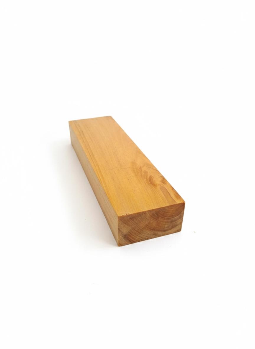 Dense Golden Exotic Hardwood Blank – Natural Eye &amp; Flowing Grain – 6 7/8" × 2" × 1"