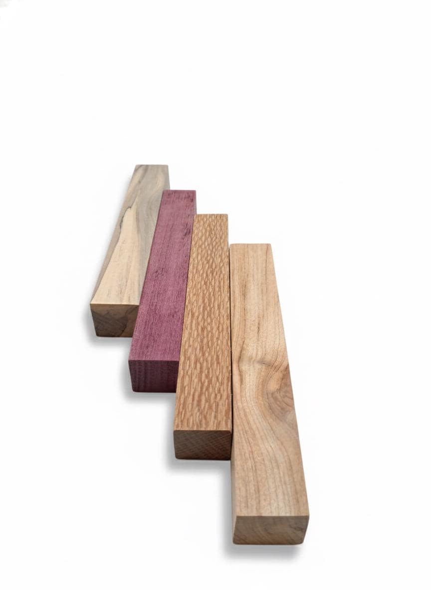 Premium Exotic Hardwood Variety Pack – Purpleheart, Lacewood, Eucalyptus &amp; Spalted Cherry