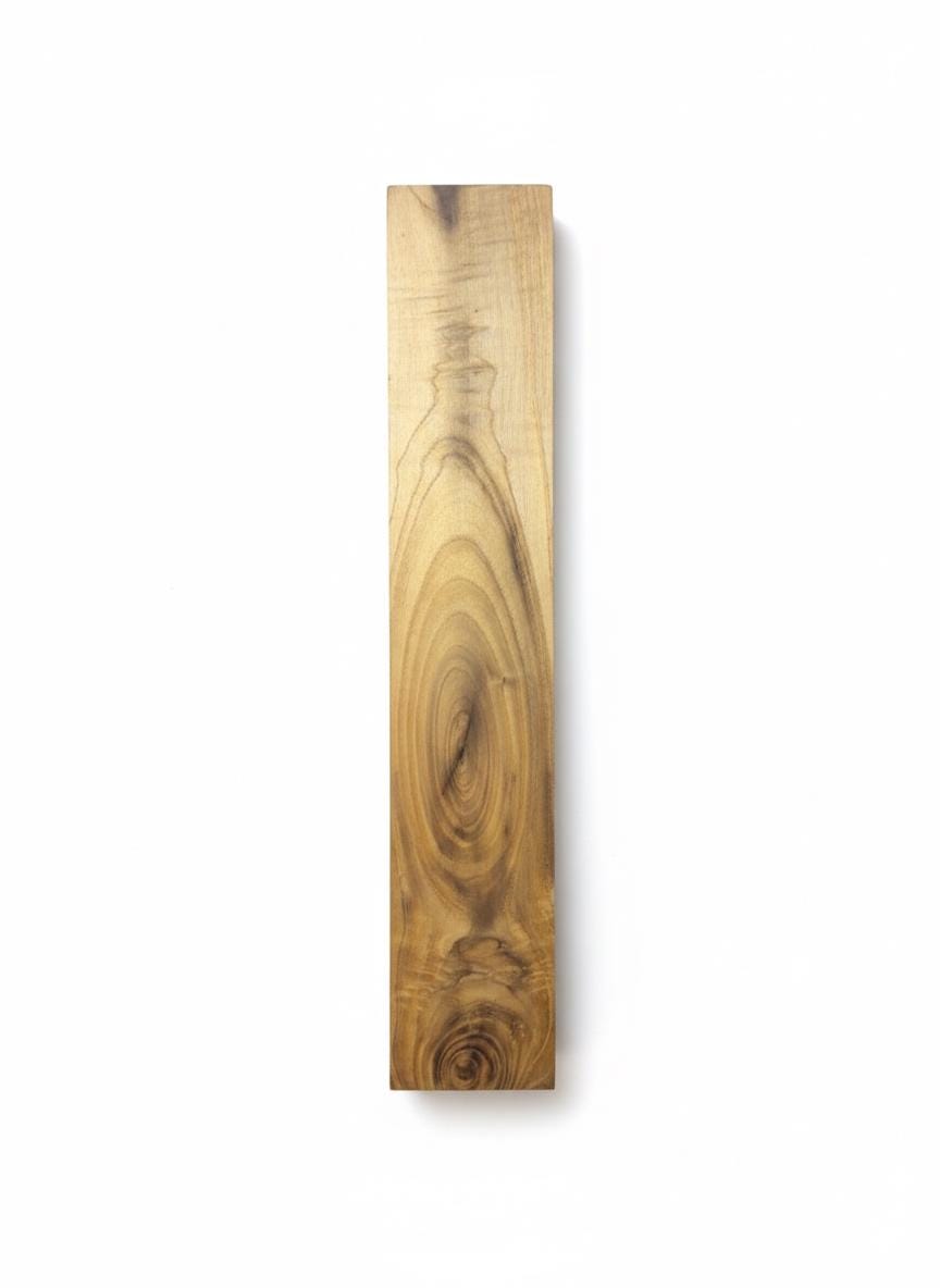 Highly Figured Teak-Type Exotic Hardwood – Rare Olive-Gold Chatoyance – 12 1/4" × 2 1/4" × 7/8"