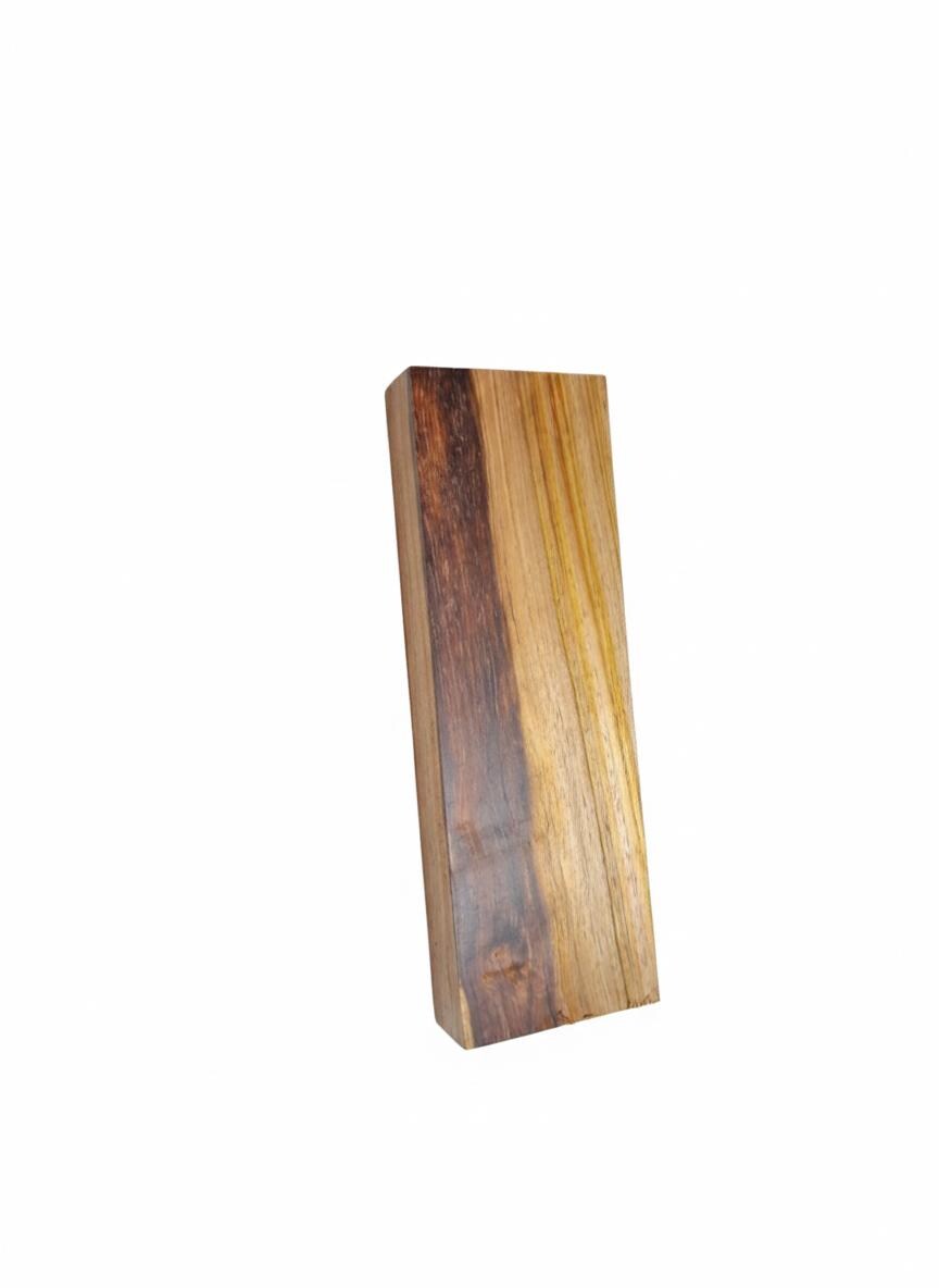 Ultra-Dense Two-Tone Exotic Hardwood – Golden Honey, Olive and Deep Red-Brown – 8 1/4" × 2 3/4" × 1 1/8"