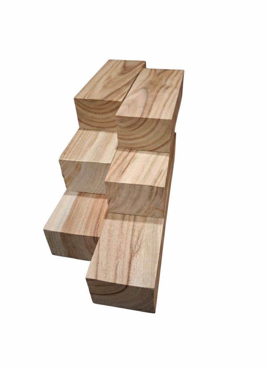 Blocs d’Eucalyptus Massif Premium – Tons rouge & vert – 1 3/8" x 2" x 5" – Bois exotique pour tournage, couteaux, artisanat – Lot de 2