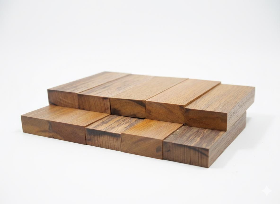 Blocs de bois exotique ton orangé – Légèrement spaltés (Lot de 2)