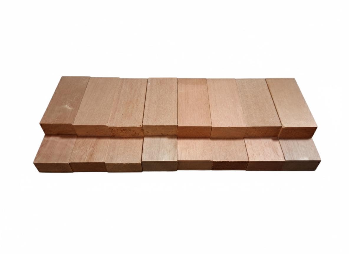 Blocs bois exotique rosé soyeux pour manche couteau– paire sélectionnée – grain brillant