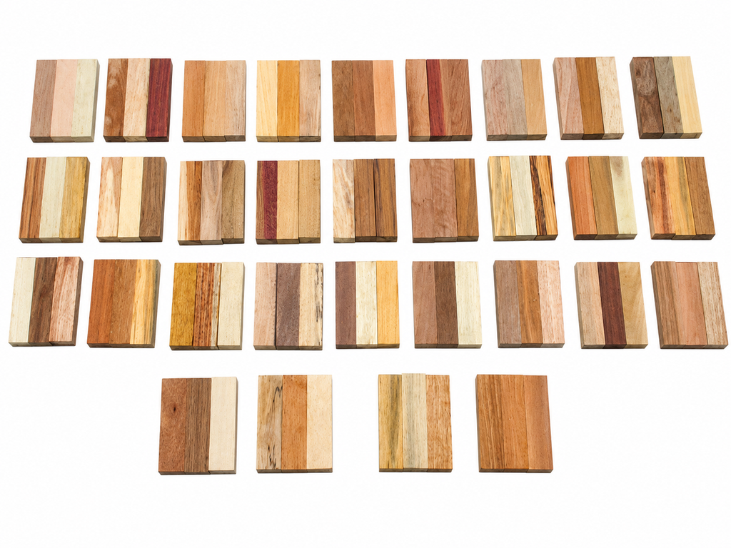 Premium High-Density Exotic Hardwood Blank Pack – 31 Packs Available – Approx. 7/8" × 2" × 7"