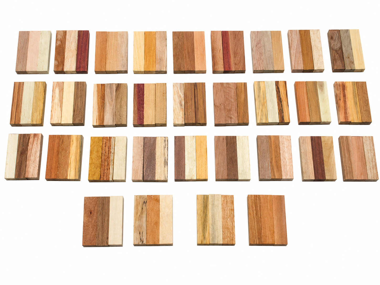 Premium High-Density Exotic Hardwood Blank Pack – 31 Packs Available – Approx. 7/8" × 2" × 7"