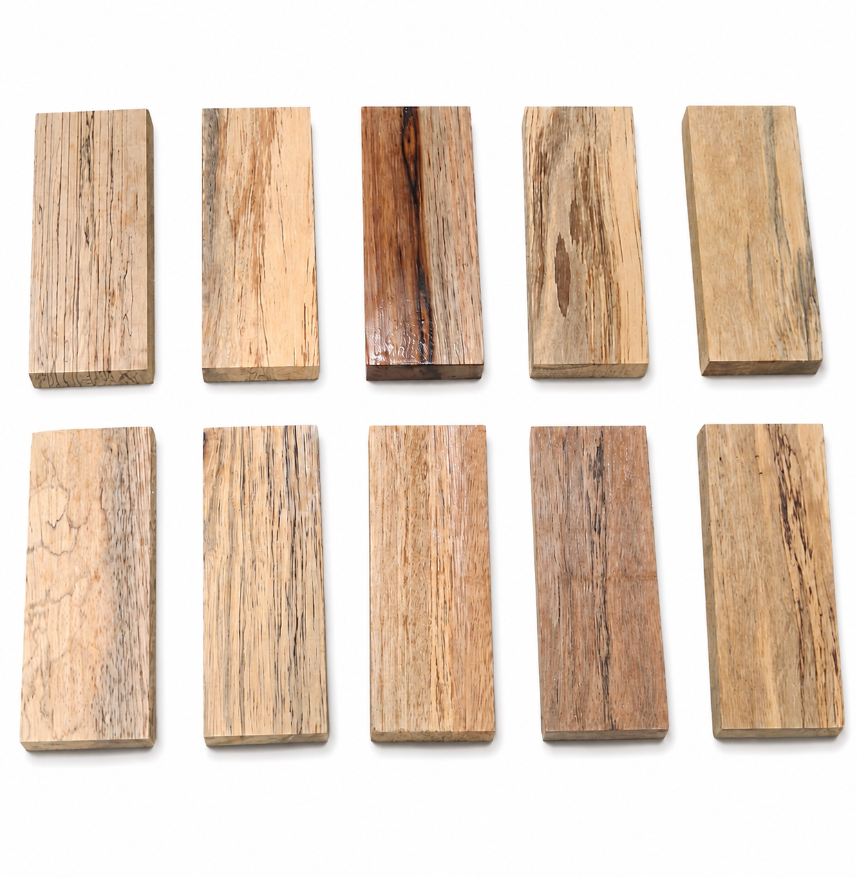 Spalted Exotic Wood Boards – Set of 10 – 2 3/8" × 6 1/2" × 3/8" Minimum