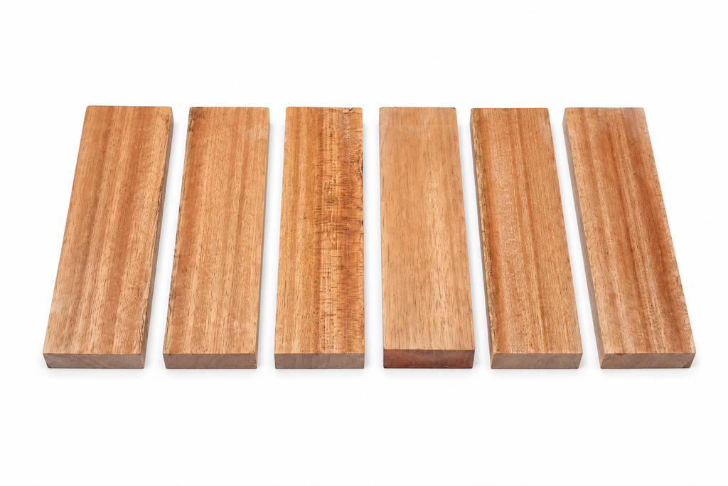 Khaya Rose Exotic Wood Blocks – Lot of 6 (2" × 1" × 7")
