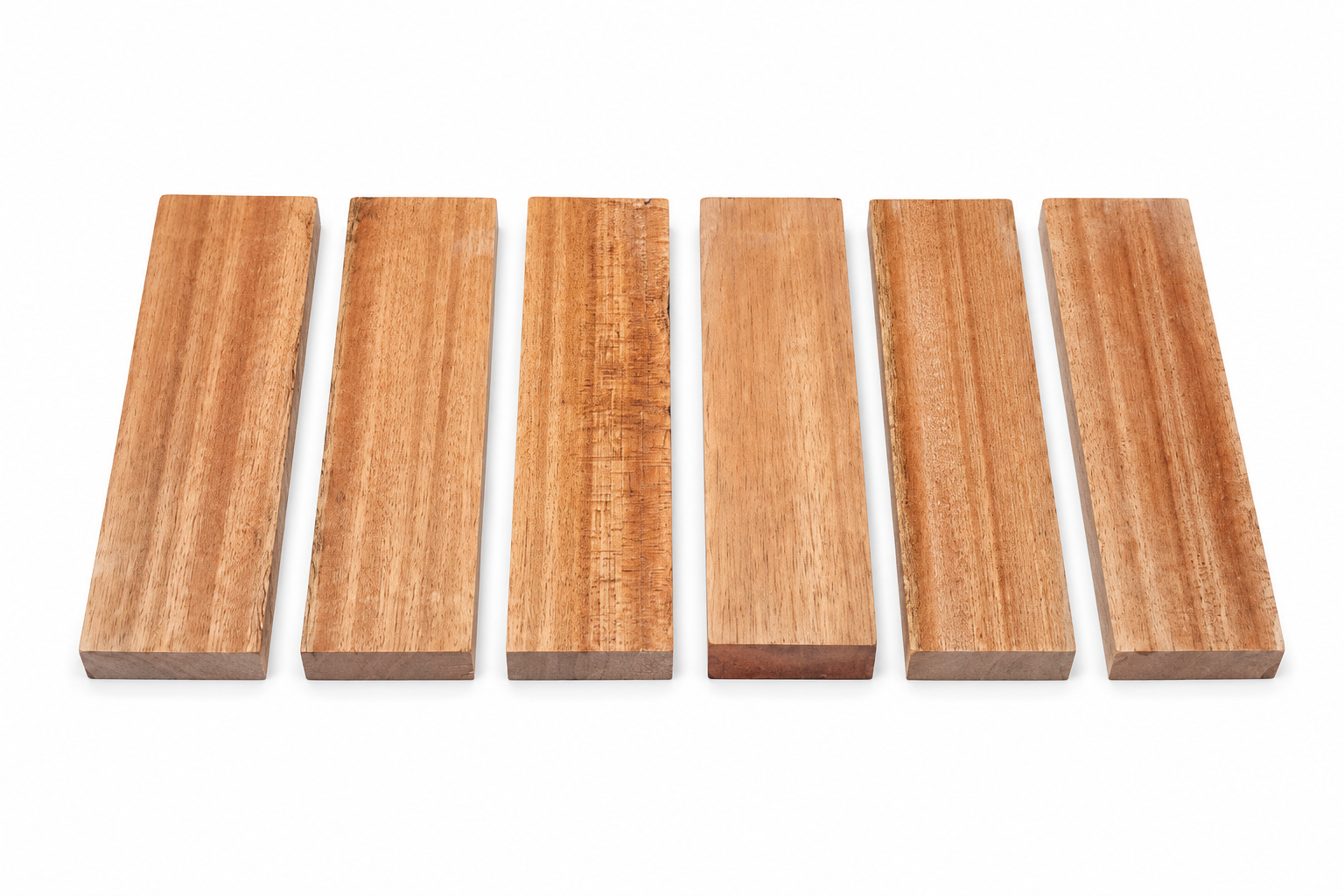 Khaya Rose Exotic Wood Blocks – Lot of 6 (2" × 1" × 7")