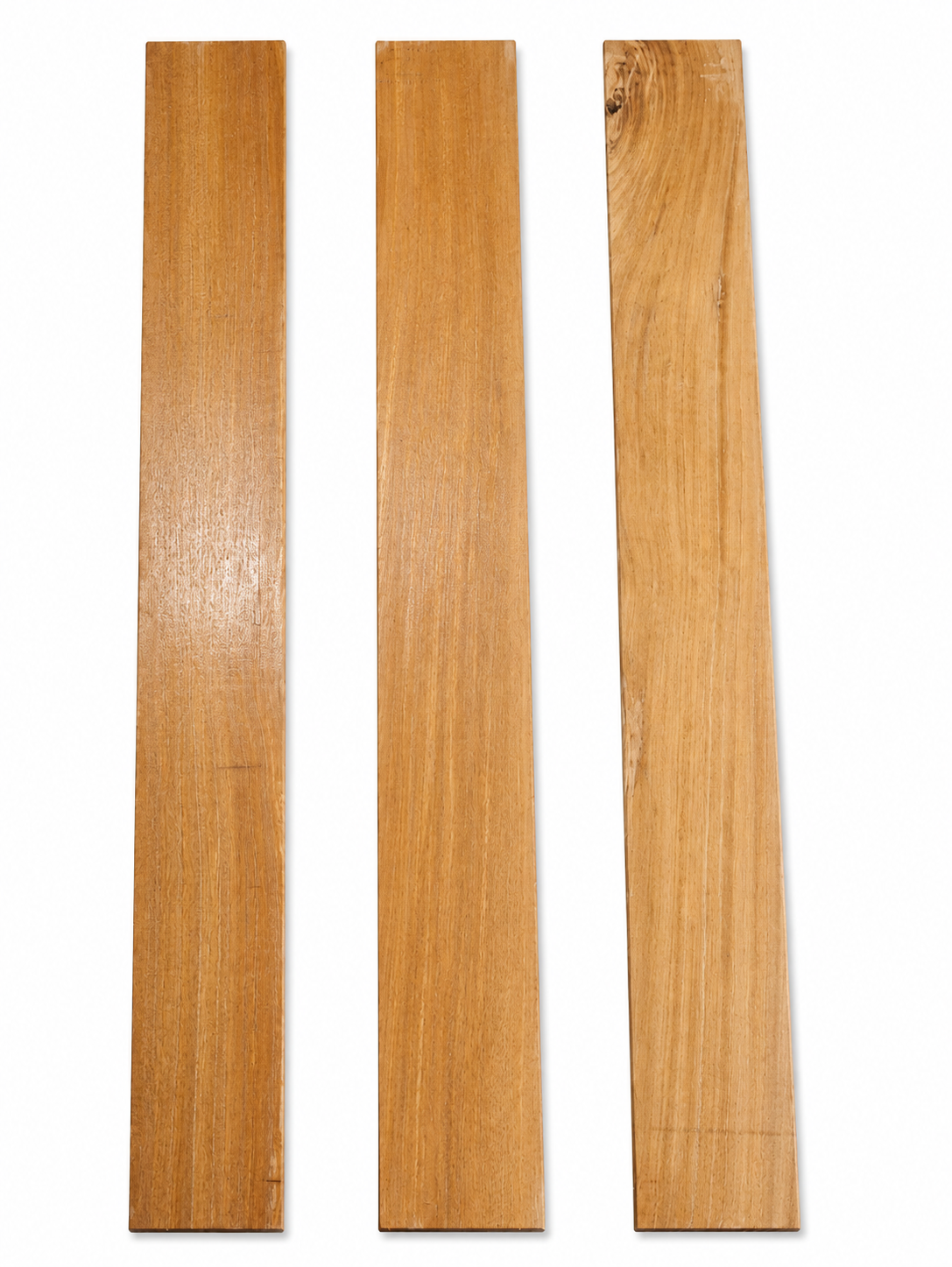 Lot #37 – Set of 3 Long Dense Hardwood Boards – Golden Linear Grain – Exact Pieces Shown