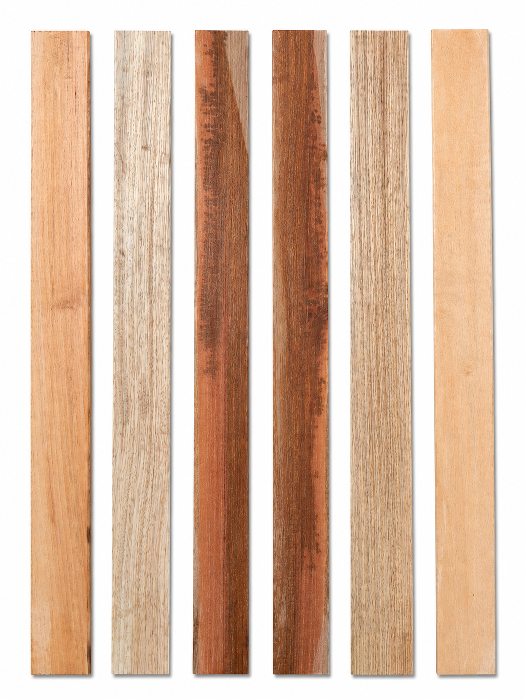 Lot #52 – 6 Mixed Exotic Hardwood Boards – Contrast, Warm Tones &amp; Character