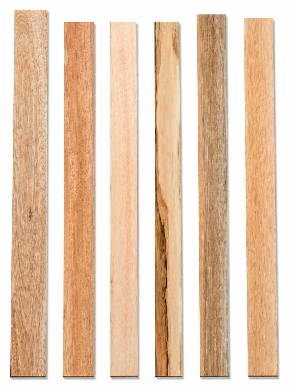 Lot #40 – Set of 6 Long Exotic Hardwood Boards – Premium Mixed Character – Exact Pieces Shown