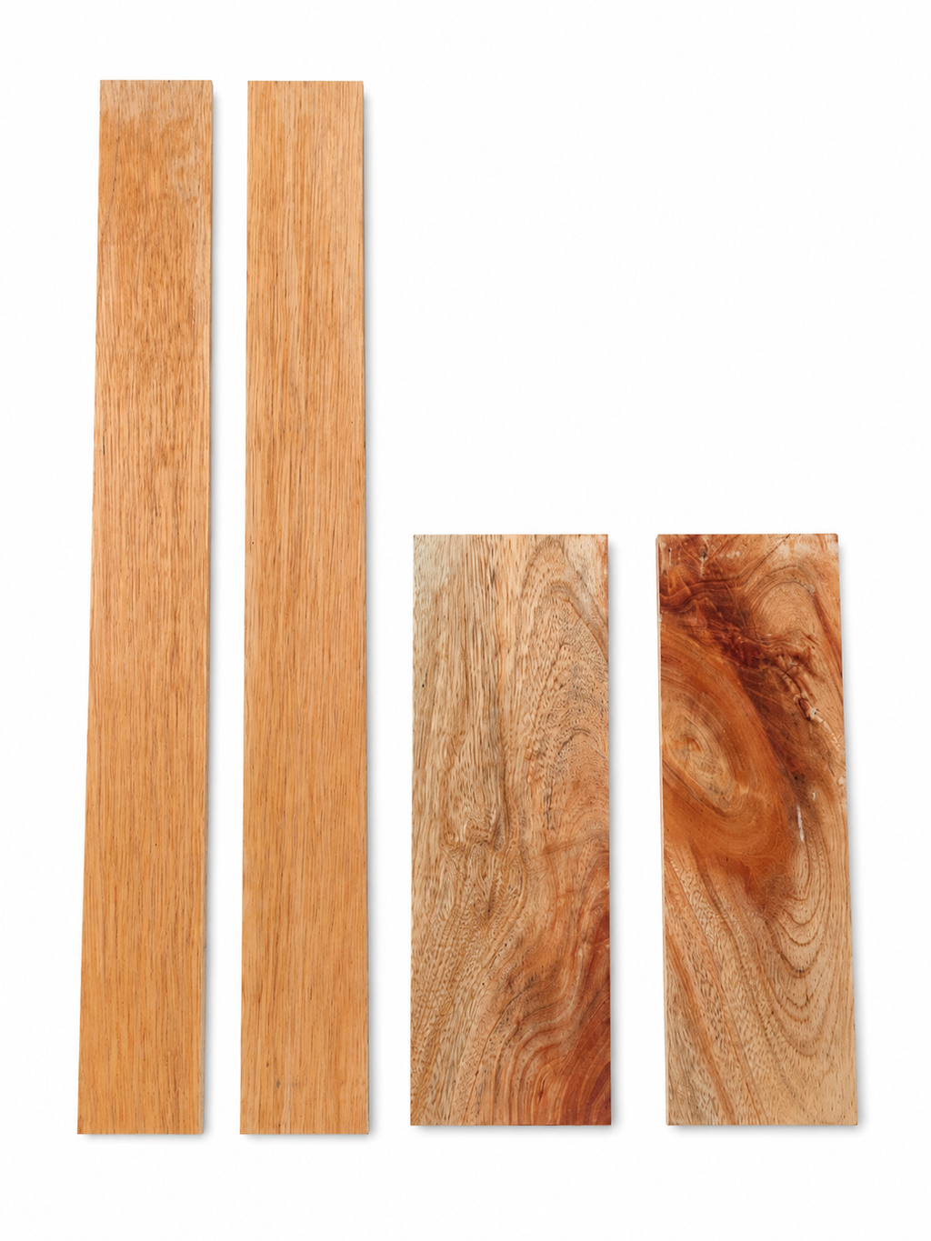 Lot #47 – 4 Exotic Hardwood Boards – Probable Rosewood Family / Figured Mixed Set