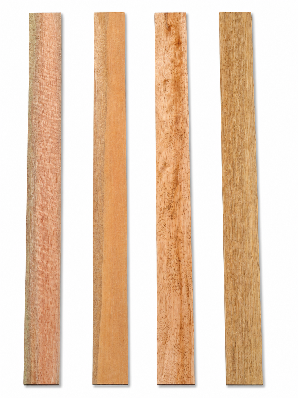 Lot #42 – Set of 4 Long Figured Hardwood Boards – Curly &amp; Highly Figured Grain – Exact Pieces Shown