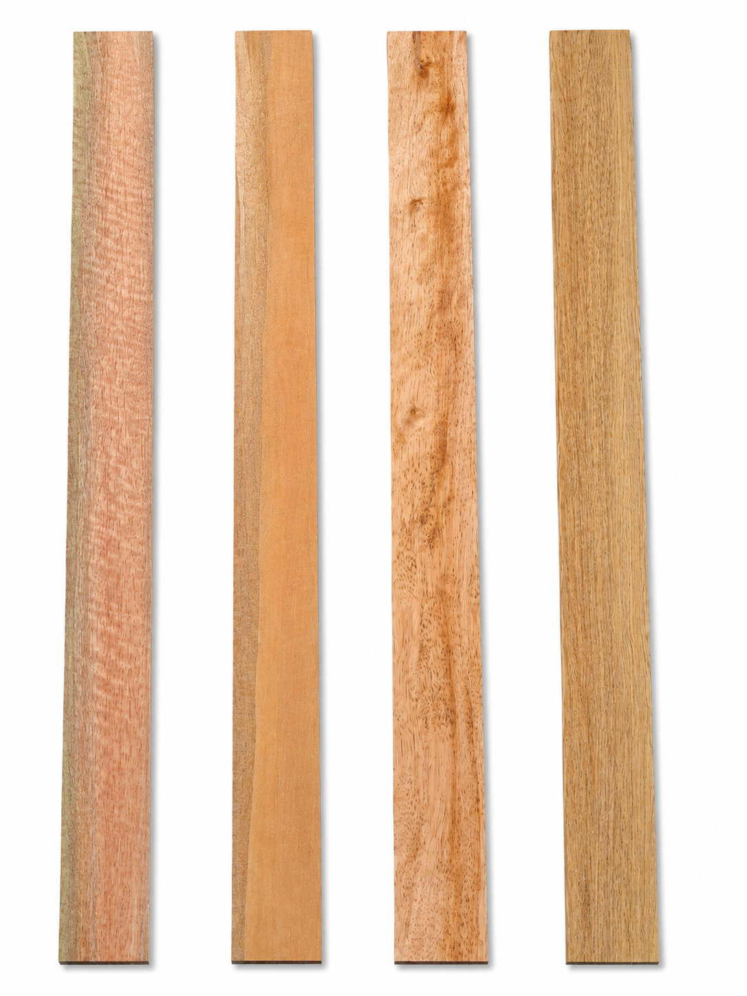 Lot #42 – Set of 4 Long Figured Hardwood Boards – Curly &amp; Highly Figured Grain – Exact Pieces Shown