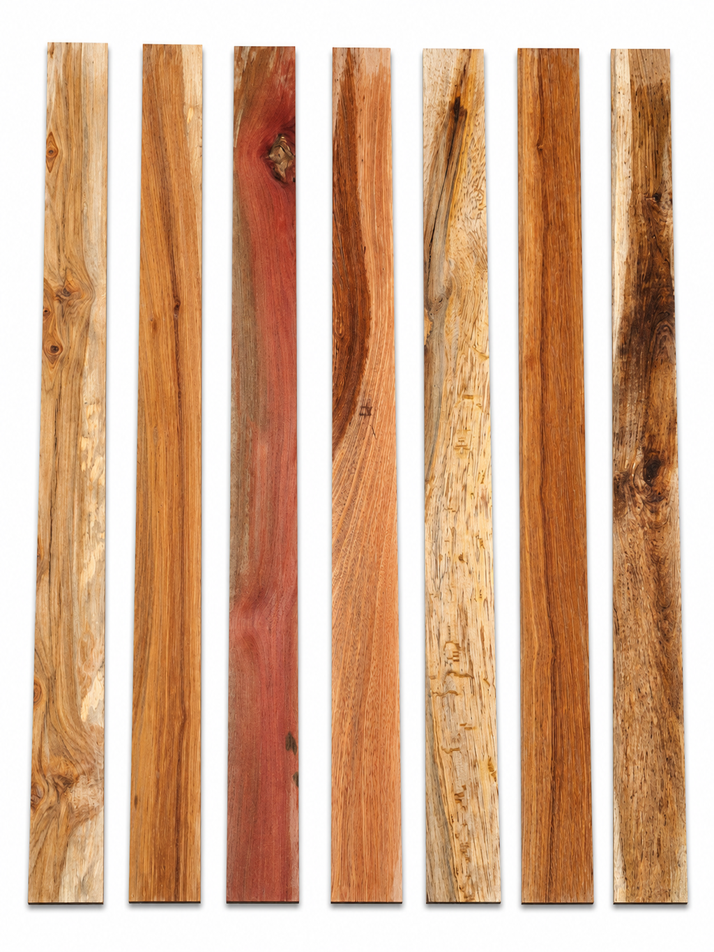 Figured Exotic Hardwood Long Plank Set #6 – 7 Unique Boards