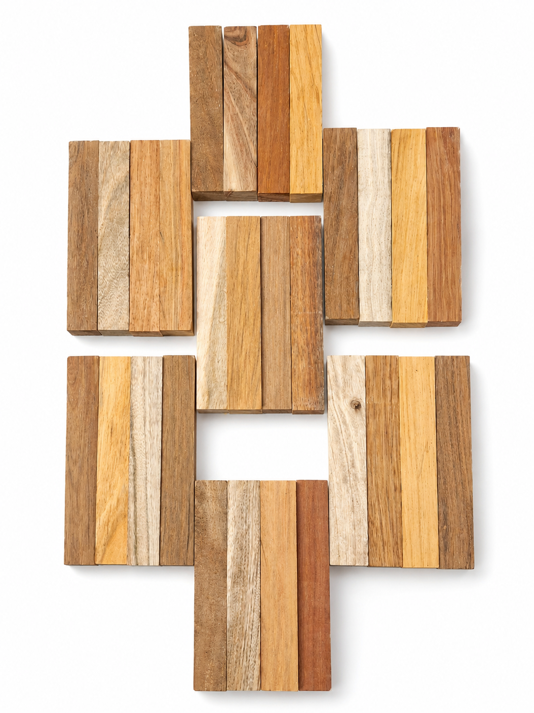 Premium Exotic Hardwood Pen Blank Mix – African Walnut, Eucalyptus &amp; Mystery Exotic Species (Pack of 4)