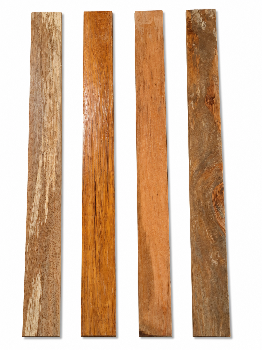 Lot #41 – Set of 4 Long Exotic Hardwood Boards – Strong Character &amp; Color Contrast – Exact Pieces Shown