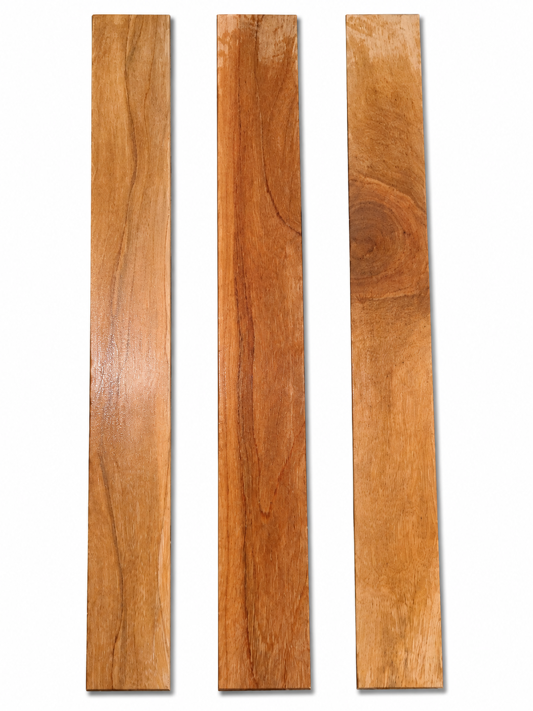 Lot #45 – 3 Long Exotic Hardwood Boards – Golden Brown Figured Grain