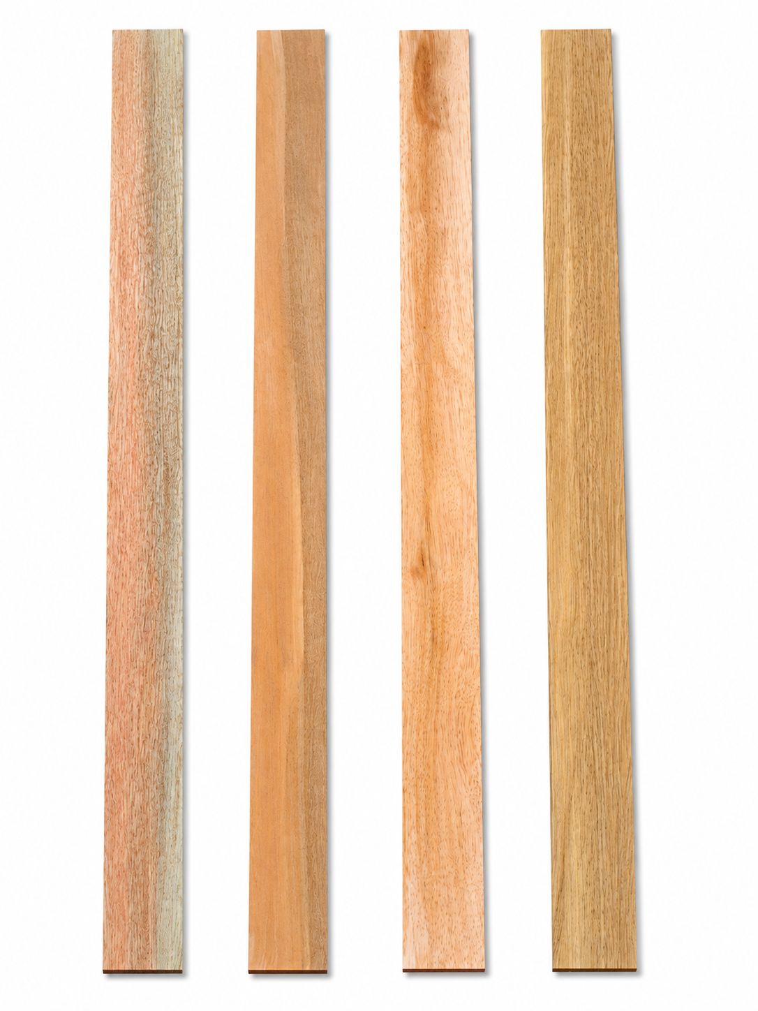 Lot #42 – Set of 4 Long Figured Hardwood Boards – Curly &amp; Highly Figured Grain – Exact Pieces Shown