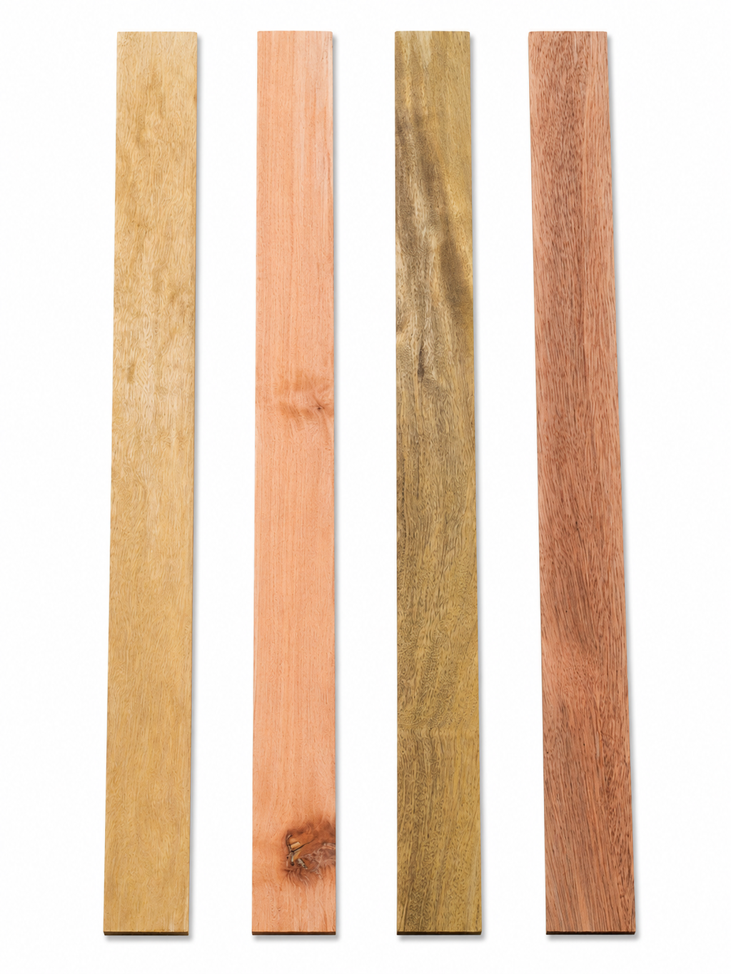 Lot #39 – Set of 4 Long Exotic Hardwood Boards – Distinct Natural Color Variation – Exact Pieces Shown