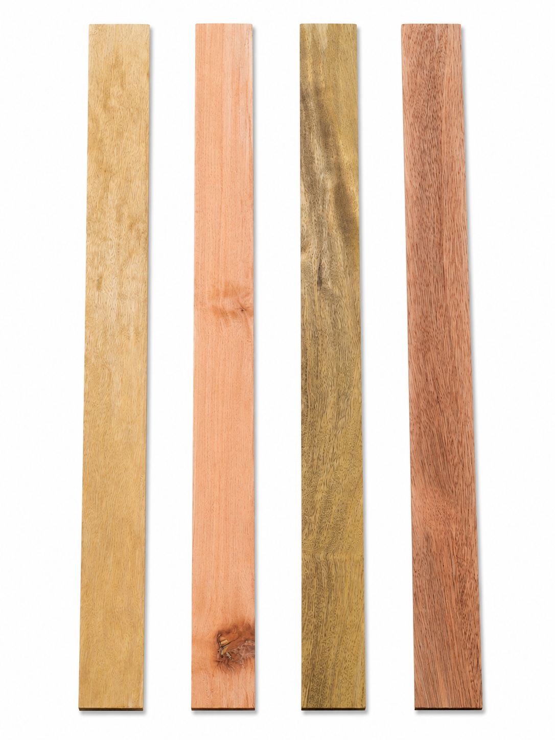 Lot #39 – Set of 4 Long Exotic Hardwood Boards – Distinct Natural Color Variation – Exact Pieces Shown