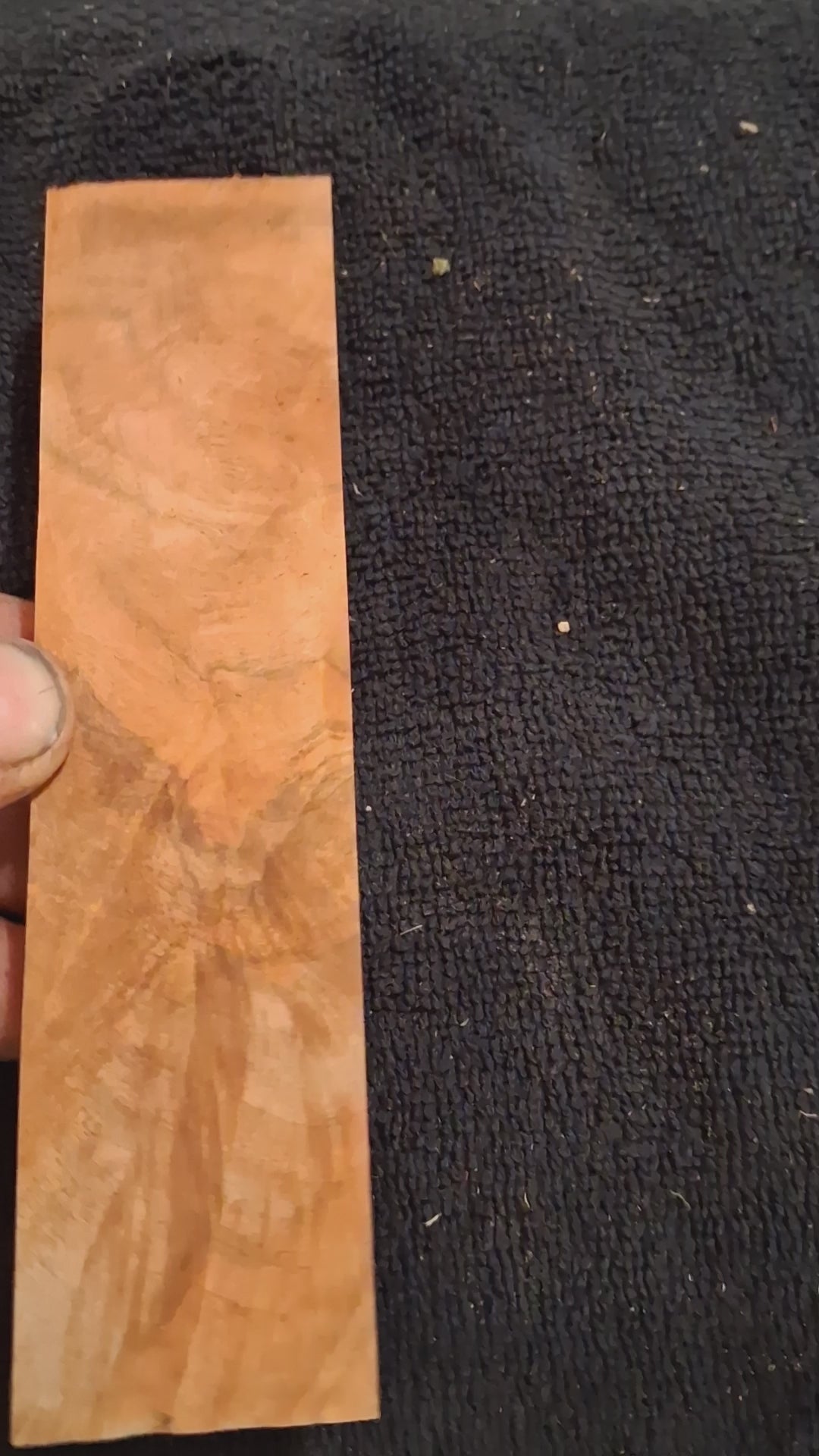 Natural Maple Burl Knife Handle Blank – Golden Honey Swirling Figure – 5 7/8" × 1 3/8" × 1/2"